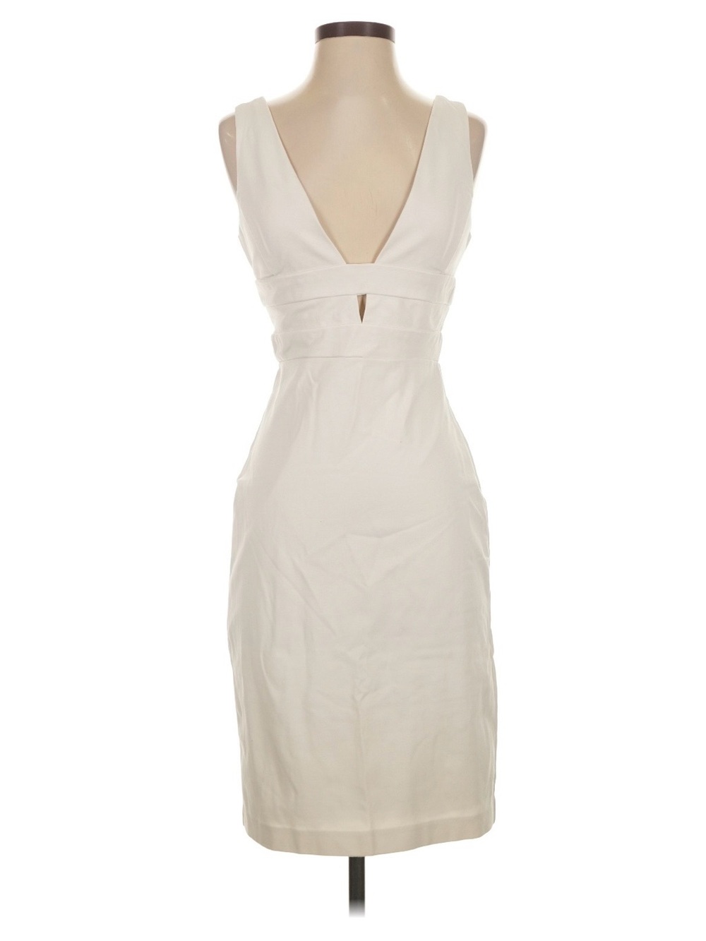 Laundry By Shelli Segal Cream V-Neck Midi Sheath Dress